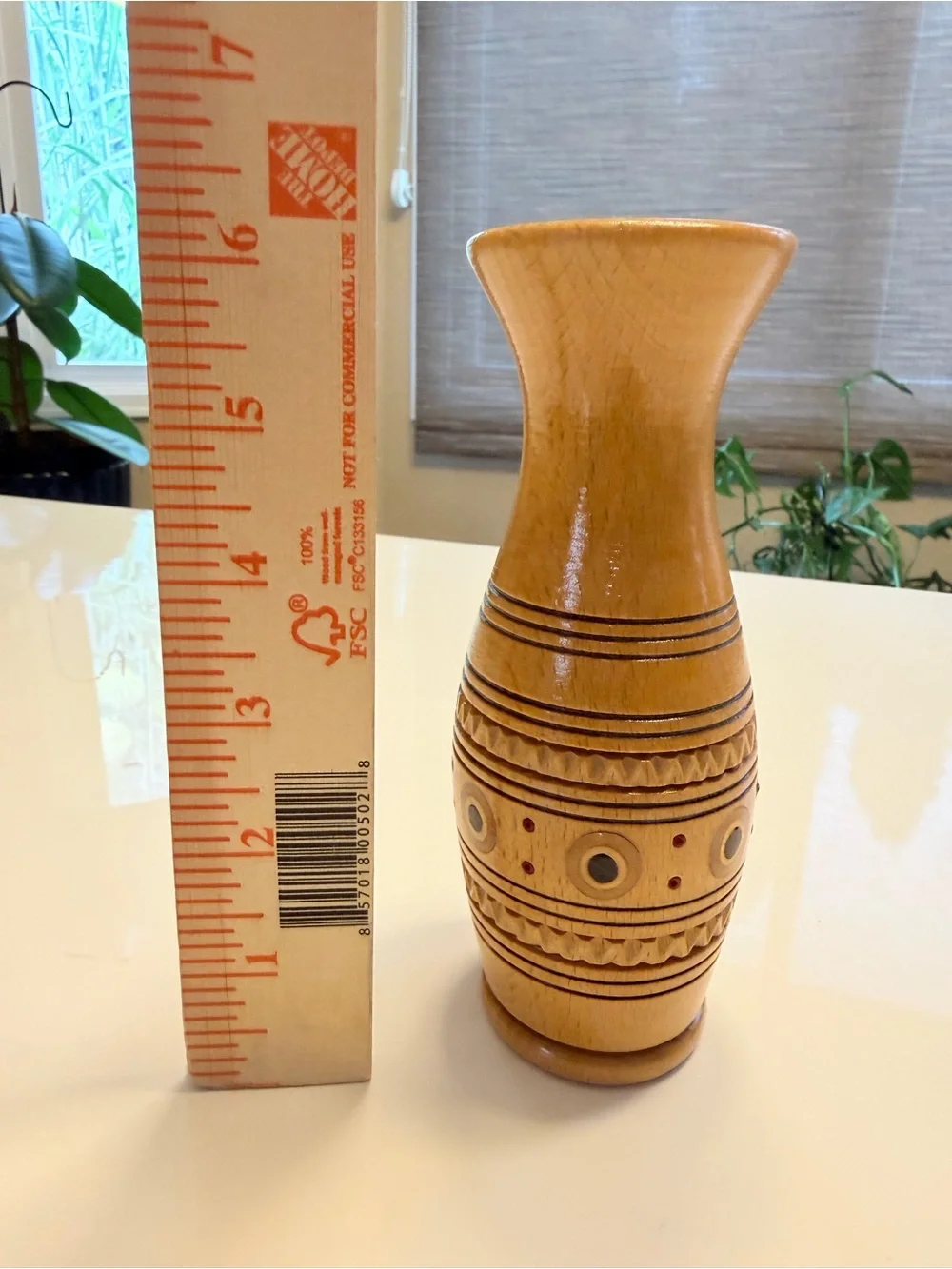 Vintage Hand Carved Wooden Bud Vase 6